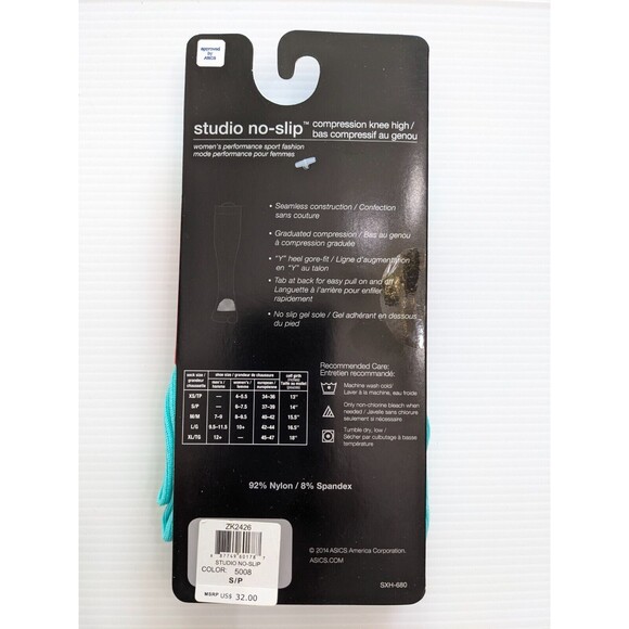 ASICS Studio No-Slip Compression Knee High Socks Women's Green Size S/P - Picture 2 of 4